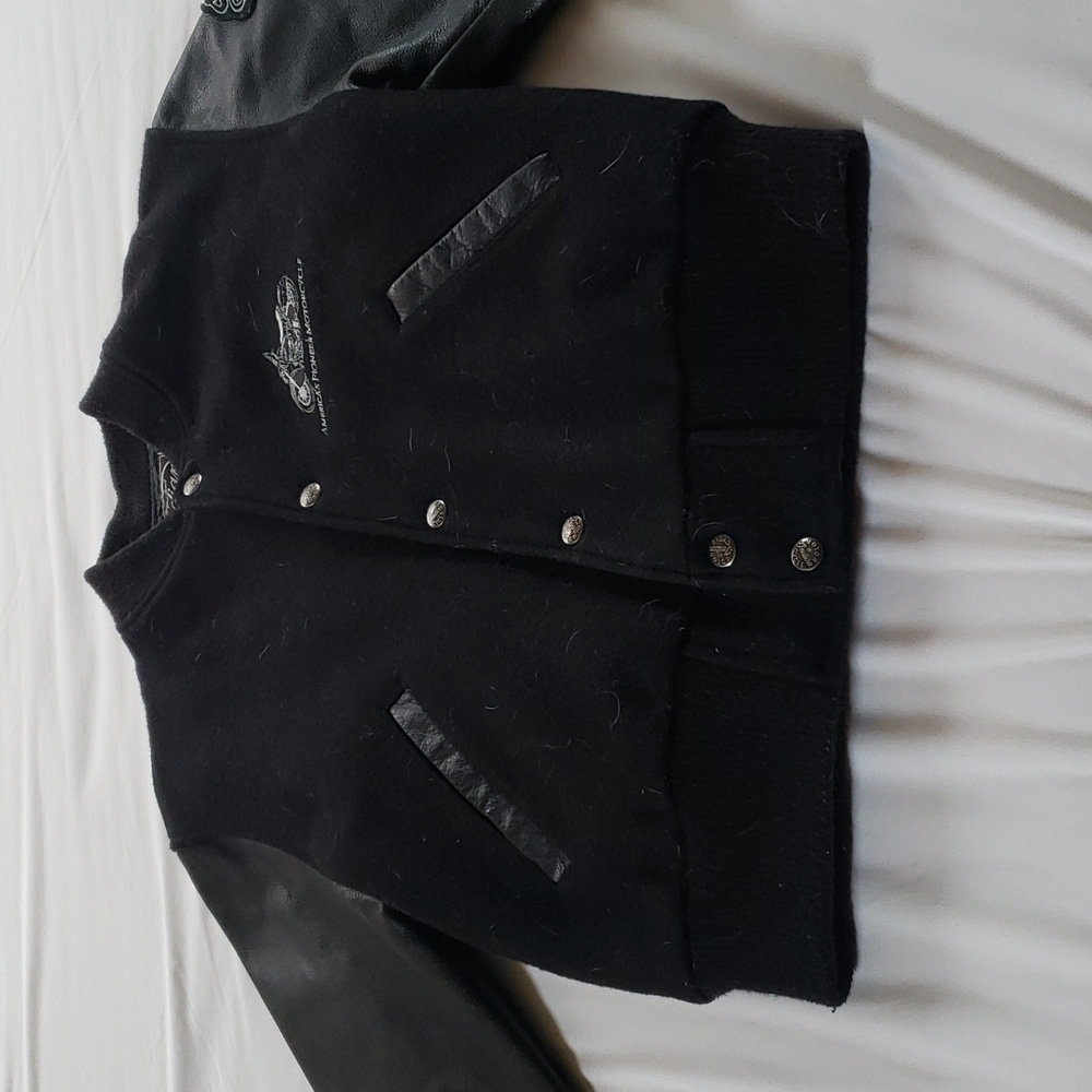 Original Brand Boys L Indian Motorcycle wool/leather letterman jacket